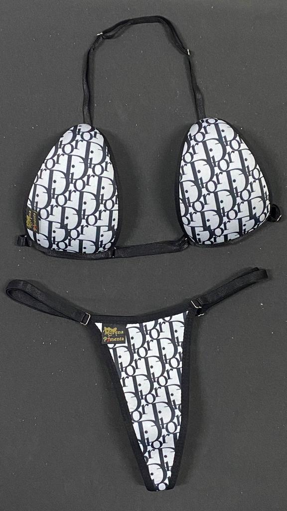 Bikíni fita brasileiro de tecido estampa DR